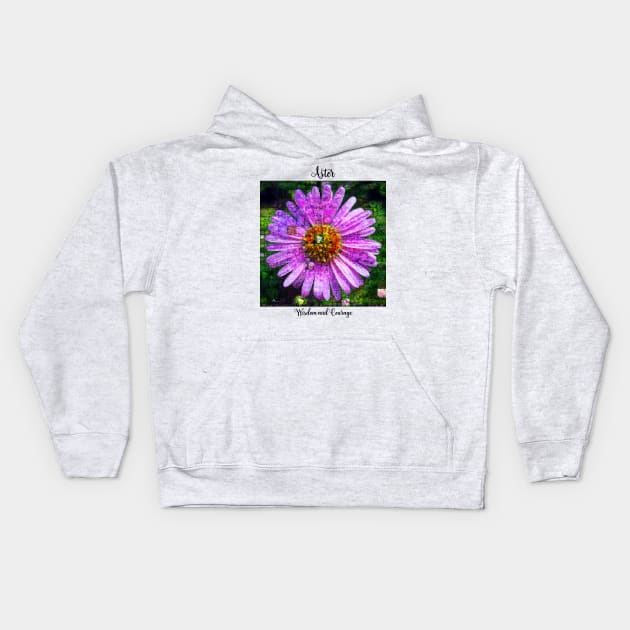 Aster Birth Month Flower September Kids Hoodie by Symbolsandsigns